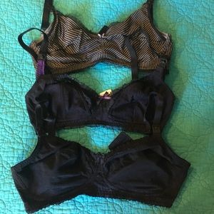 Lot of 3 black lace nursing bras 34E